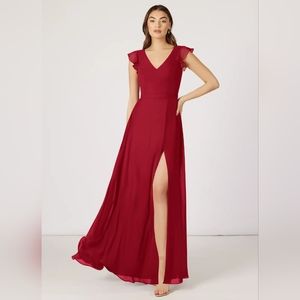 NWT Azazie Claudine, Size 10 Red Floor Length Bridesmaid Gown
